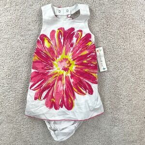 Maggie & Zoe Baby Girl Floral Dress Set White Pink Yellow Ruffle 24M NWT